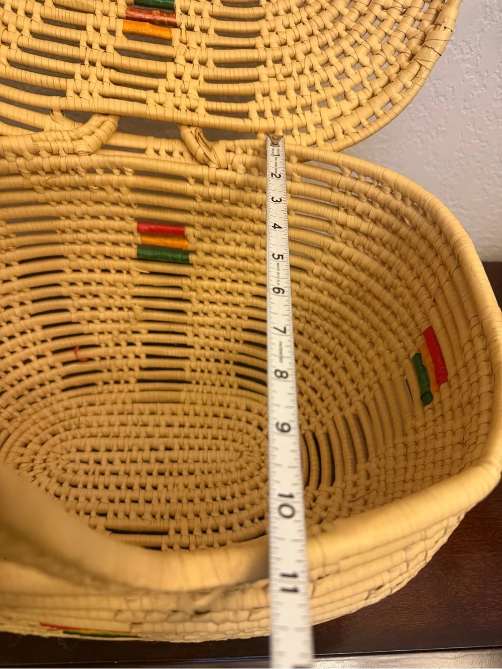 Seagrass Hand Woven Storage Display Basket With Lid & Handles 15x10x16 Boho Vtg